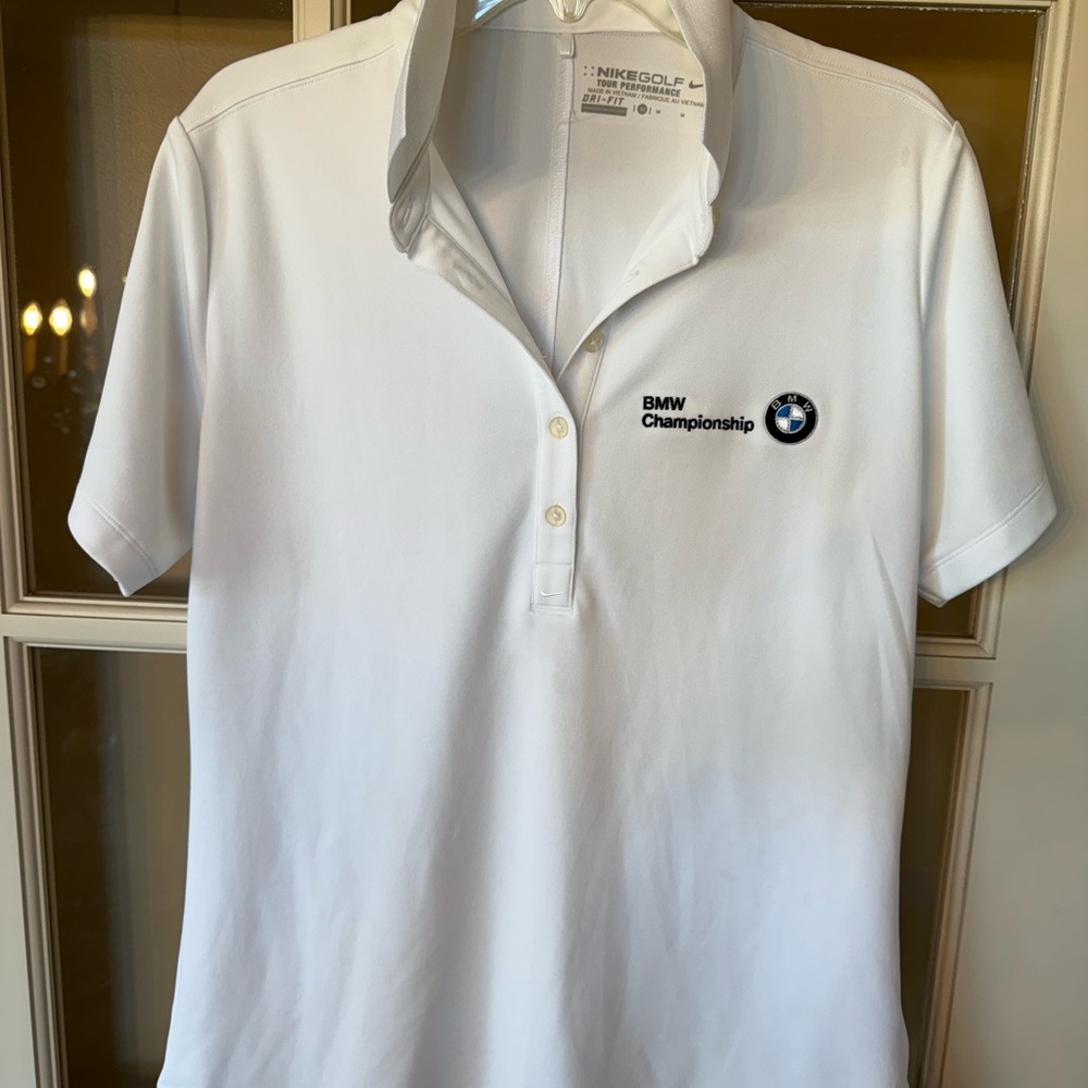 Nike Dri-fit Women’s White Polo Shirt Size Medium- BMW Championship